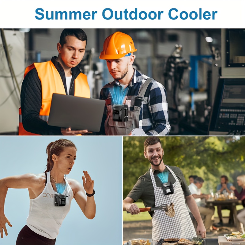 Outdoor Belt-mounted Portable Rechargeable Fan, Long Life, 4-speed Adjustable Wind Speed, With LED, SOS Lights, Wearable Belt Fan, Suitable For Construction Sites, Farms, Travel, Fishing, With Bracket Can Be Placed On The Phone, A Gift For The Ladies