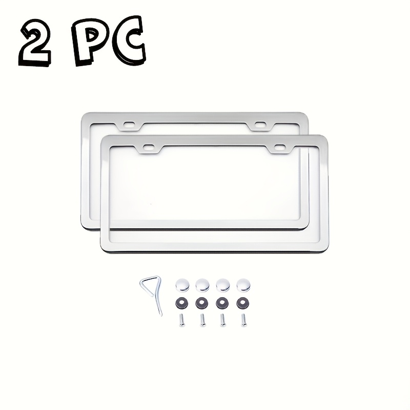 TEMU 1/2pcs Stainless Steel License Plate Frame, Universal License Plate Holder For Us And Canadian Vehicles, Front And Rear Use, Rust-proof Auto
