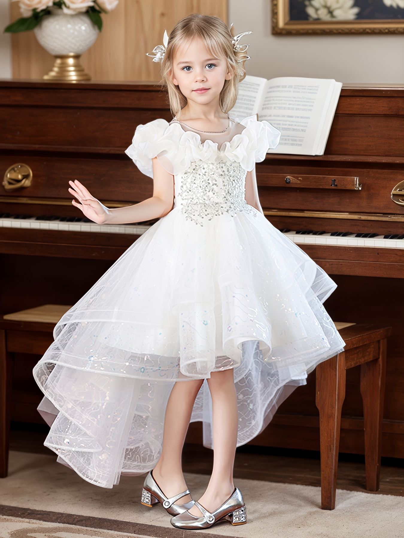 girls sleeveless beaded a line train skirt dress summer - Temu