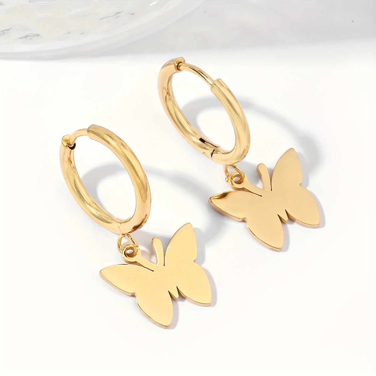 

1 Pair Stainless Steel Butterfly Ear Buckles For Men, Fashion Retro Hoop Earrings, Couple Earrings