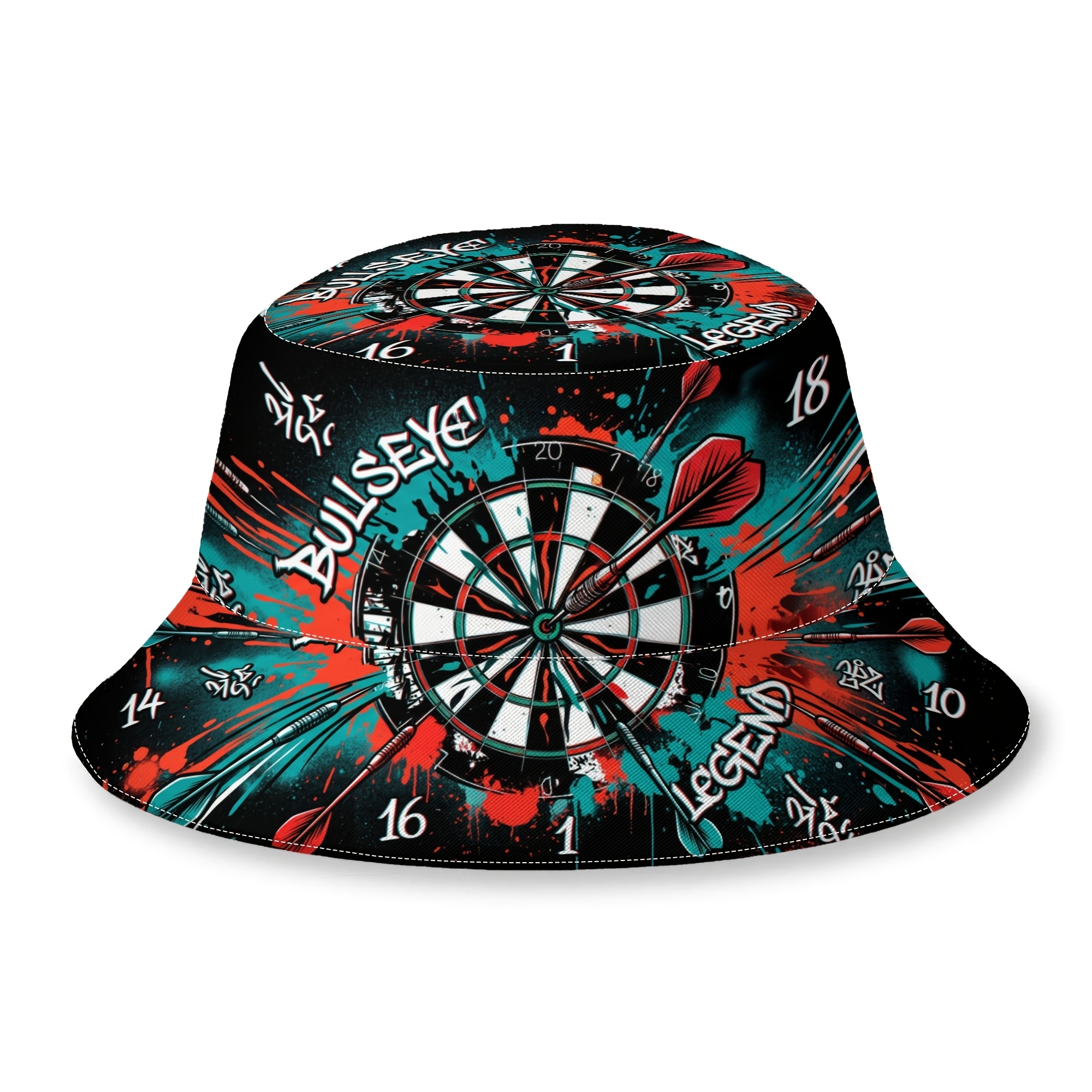 TEMU 1pc Bucket Hat Legend Dartboard Graffiti 2d Flat Printing Hat Men Women Unisex Bucket Hat