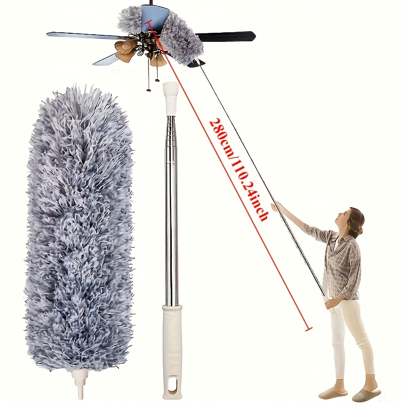 TEMU Flexible And Microfiber Duster - A Washable, Reusable Cleaning Tool Suitable For High Ceilings, Furniture, And Vehicles, Featuring 3 Red Professional Finger Designs, Ideal For Dusting