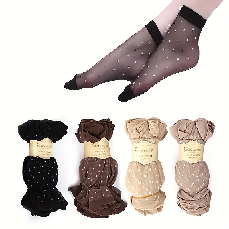 

10 Pairs Dot Mesh Socks, Comfy & Breathable Ankle Socks, Women's Stockings & Hosiery