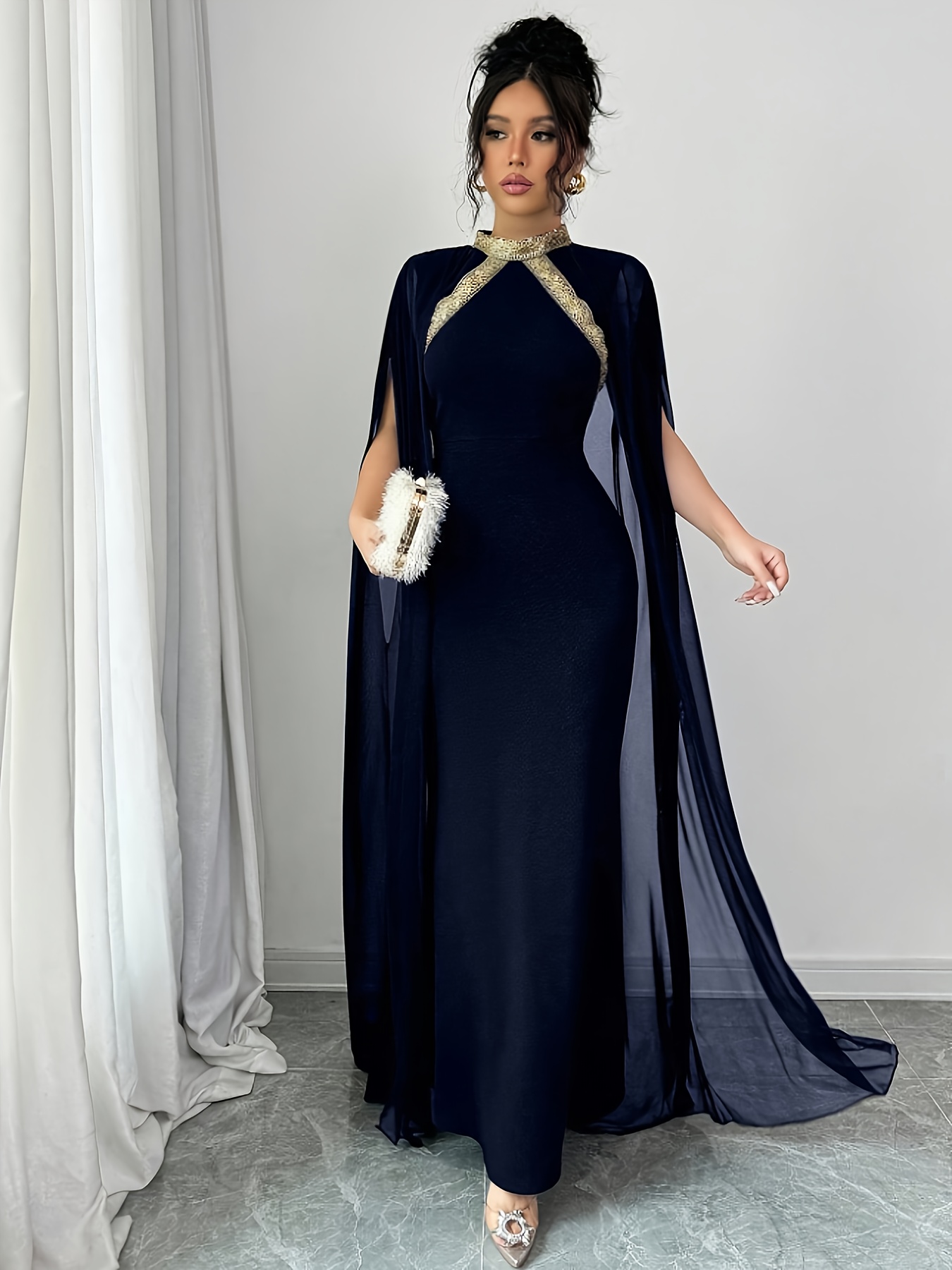 green emerald velvet dress BABARONI Black Prom Dress with Off The Shoulder Tiered Skirt and Slit main image 0