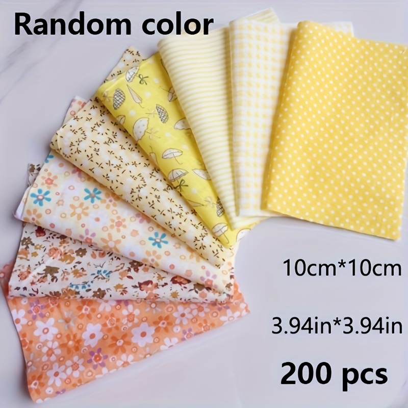 200pcs Vibrant Fabric - Assorted Patterns For , Sewing & Diy Crafts, 3.94" X 3.94" Soft, Breathable & Durable, Hand Wash Only, For , Sewing Supplies Accessories