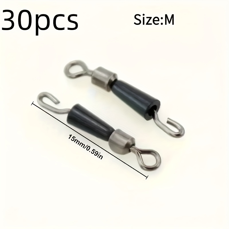 30pcs Fishing Swivel Hook Connectors - Catching With S/m/l Sizes, Black , Includes Snap Hooks & Line Connectors For Effortless Angling, Versatile Fishing Gear | Design