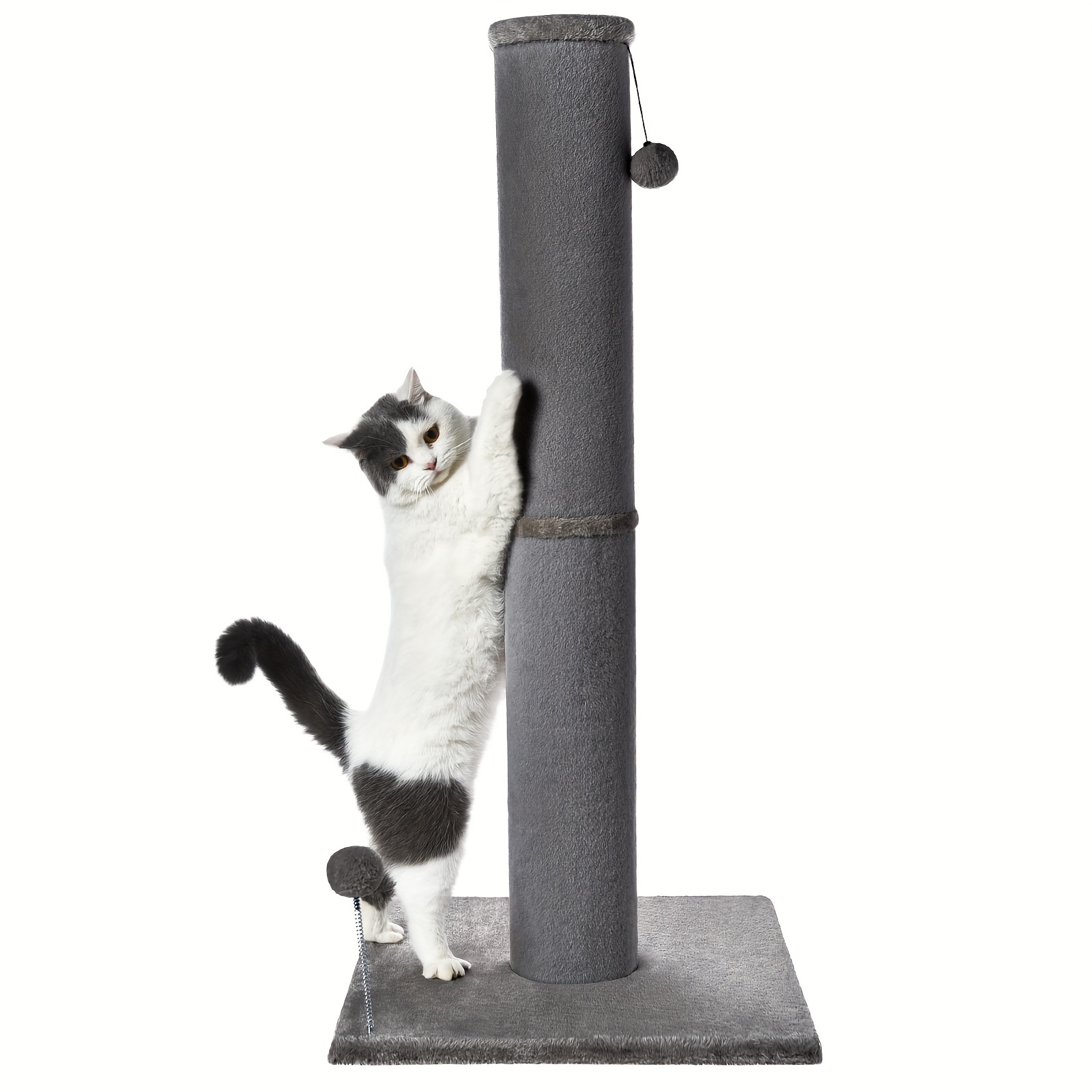 

Bobcat Cat Scratching Post For Indoor Cats, Tall Cat Post, Carpet Cat Scratching Post With Replaceable Toys, Sturdy Base, Large, Gray