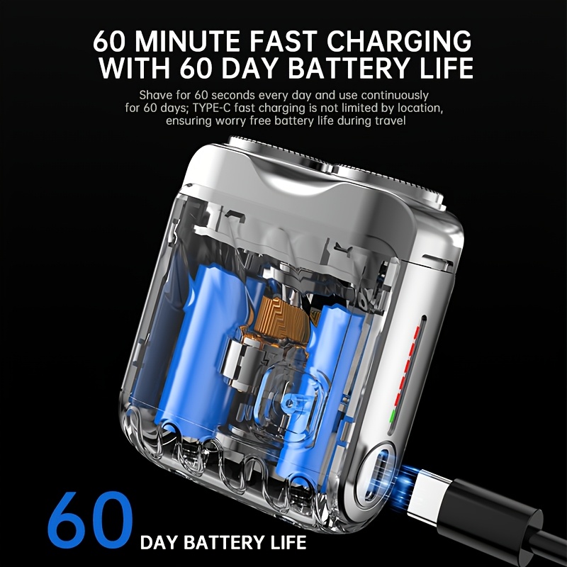 portable electric shaver for men mini usb rechargeable beard trimmer with long lasting battery 2 blades operation details 3