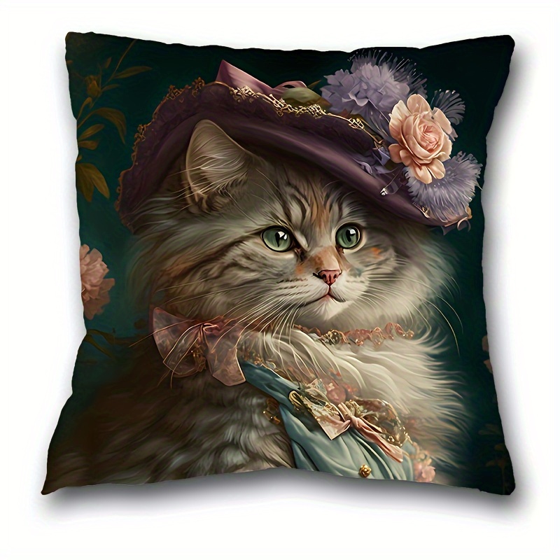 

Cat 17.7"x17.7" - Zippered, & Bedroom Decor ( Not Included)