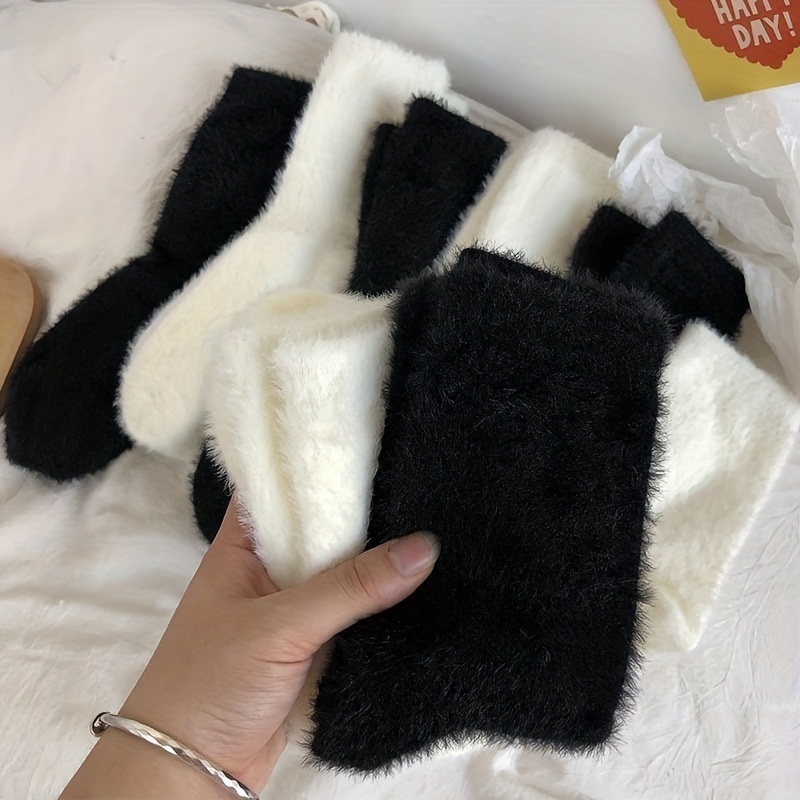 

2/4 Pairs 's Fur , Mid- Length, Thickened & , , , Unisex, Knit For Fall/