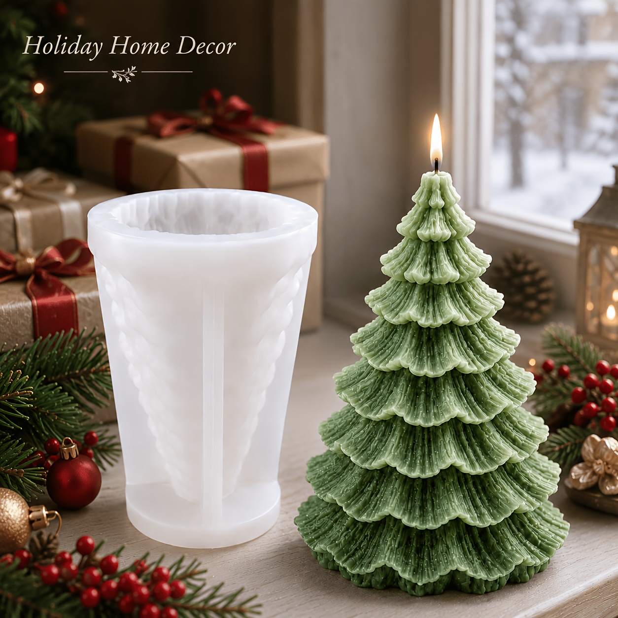 TEMU Resin Silicone Mold, Christmas Tree Candle Silicone Mold, Layered Pine Tree Silicone Mold, Casting Mold For Candles, , Epoxy Resin, And Gypsum,