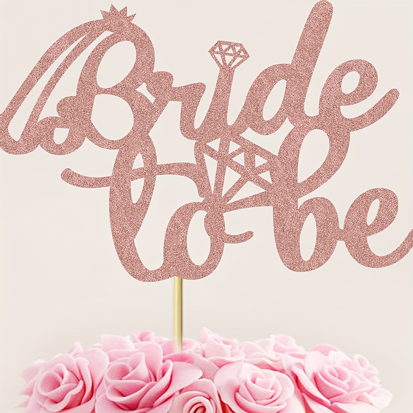 Tortenaufsatz „Bride To Be“ Mit Ring – Roségold-Glitzer Deko Für Hochzeit, Verlobung & Junggesellinnenabschied