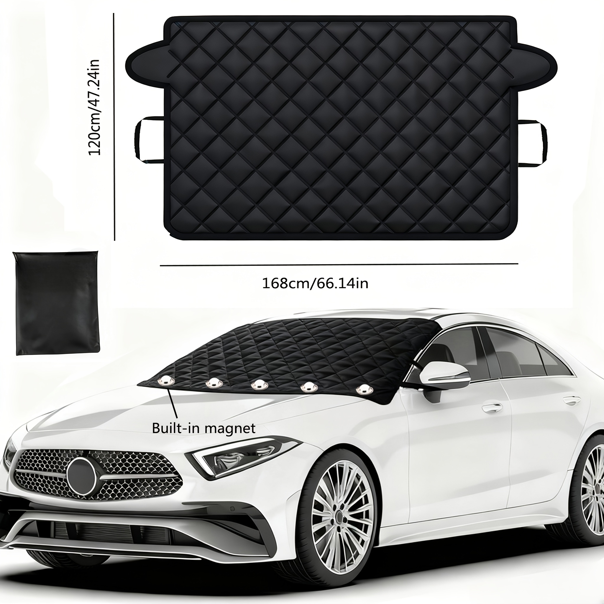 TEMU Winter Snowproof Windshield Cover, Car Windshield Snow Cover, Thickened Windshield Frost Cover Windshield Snow And Ice Cover, Summer Front