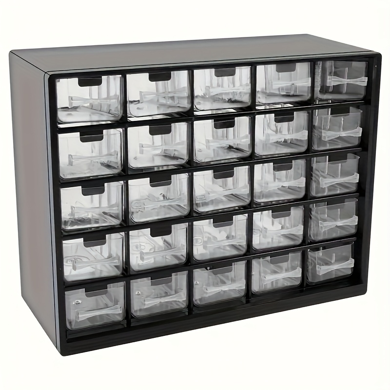 1pc Caja de Almacenamiento con 25 Cajones, Organizador de Tornillos Montado en Pared de Plástico Duradero con Compartimentos Transparentes, Ahorrador de Espacio para Talleres, Electrónica y Garaje en /Verde/Blanco