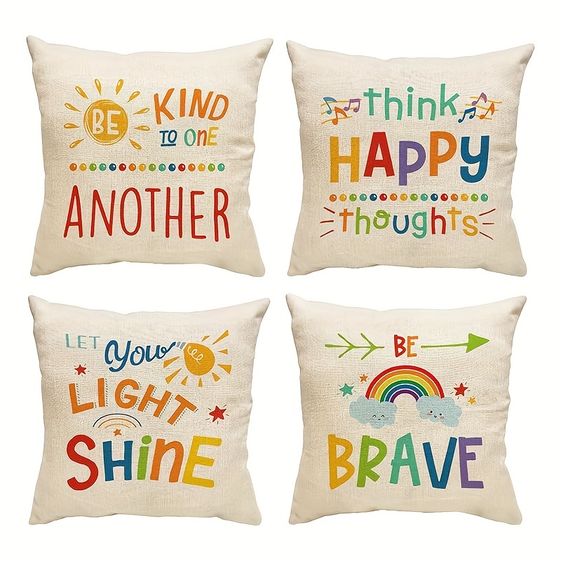 

Set, Rainbow Classroom Pillowcase 18x18 Inches, Set Of 4. Decorative Pillowcases For Reading Corners In Calm School Kindergartens. Essential For Teacher Counselors.