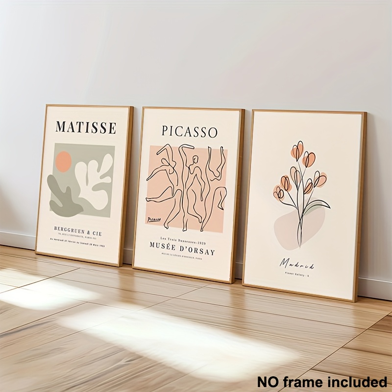 TEMU 3pcs, 2d Frameless Canvas Art, Decorative Prints, Multiple Sizes, 3pcs Set Of Wall Art, Picasso Prints, Matisse Posters, Plant Wall Art, Modern