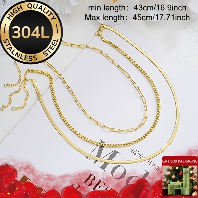 Unisex French Layered Necklace, Stackable Multi-Layer Design