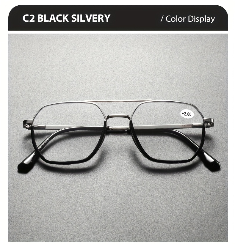 A Pair of Unisex High-Quality Square And Round Reading Glasses, Featuring a Stylish Vintage Metal Frame And Spring Hinges, Suitable for Reading And Watching TV, Available in Various Prescriptions from +1.00 to +4.00, Making It a Perfect Gift Choice.
