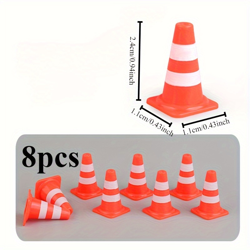 8pcs Mini Plastic Traffic Cone Models For Training Roadblock Sign Molds