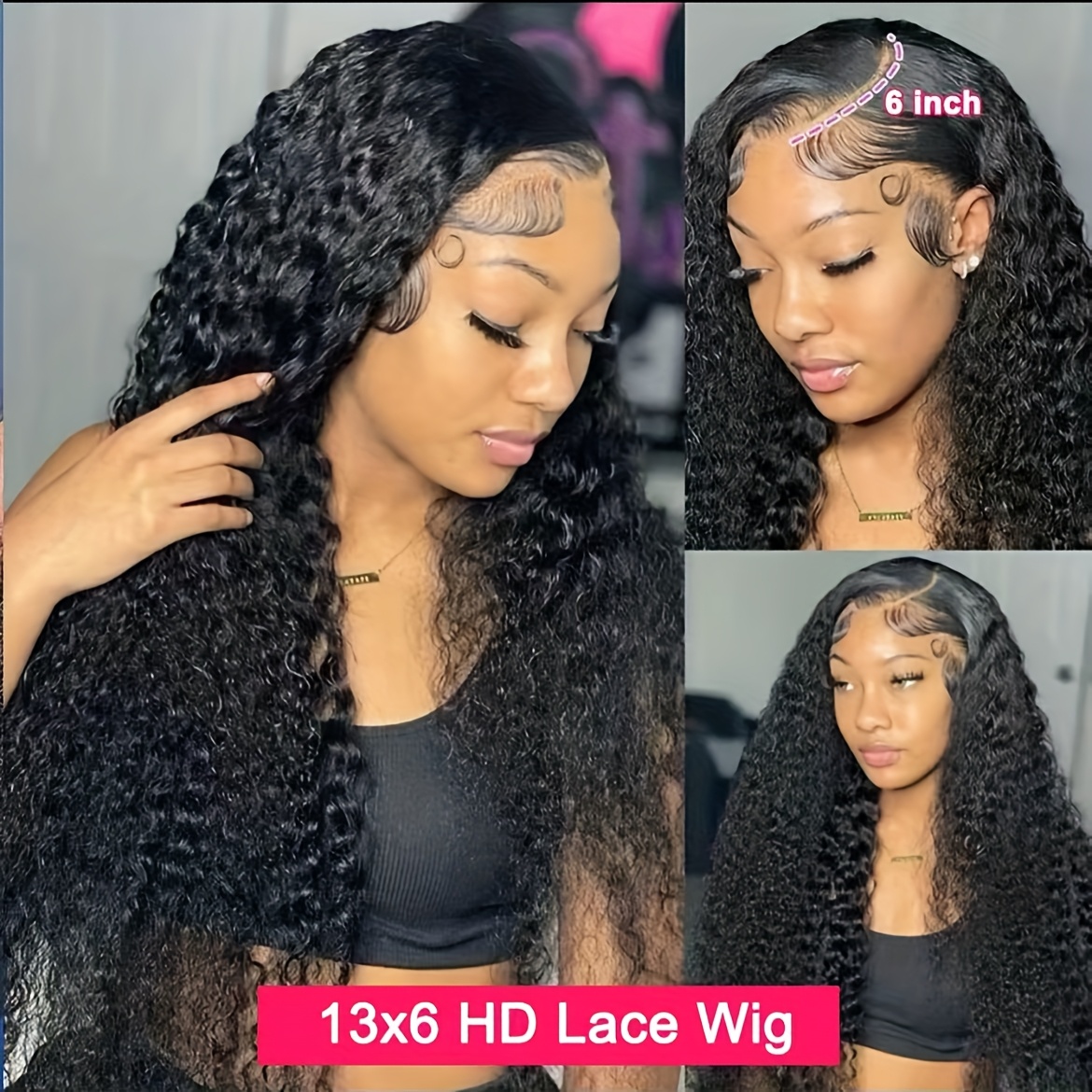 150 density deep wave lace front wig 13x4 hd transparent human hair wig for women with baby hair natural look elegant style suitable for all special occasion wig deep transparent lace design details 5
