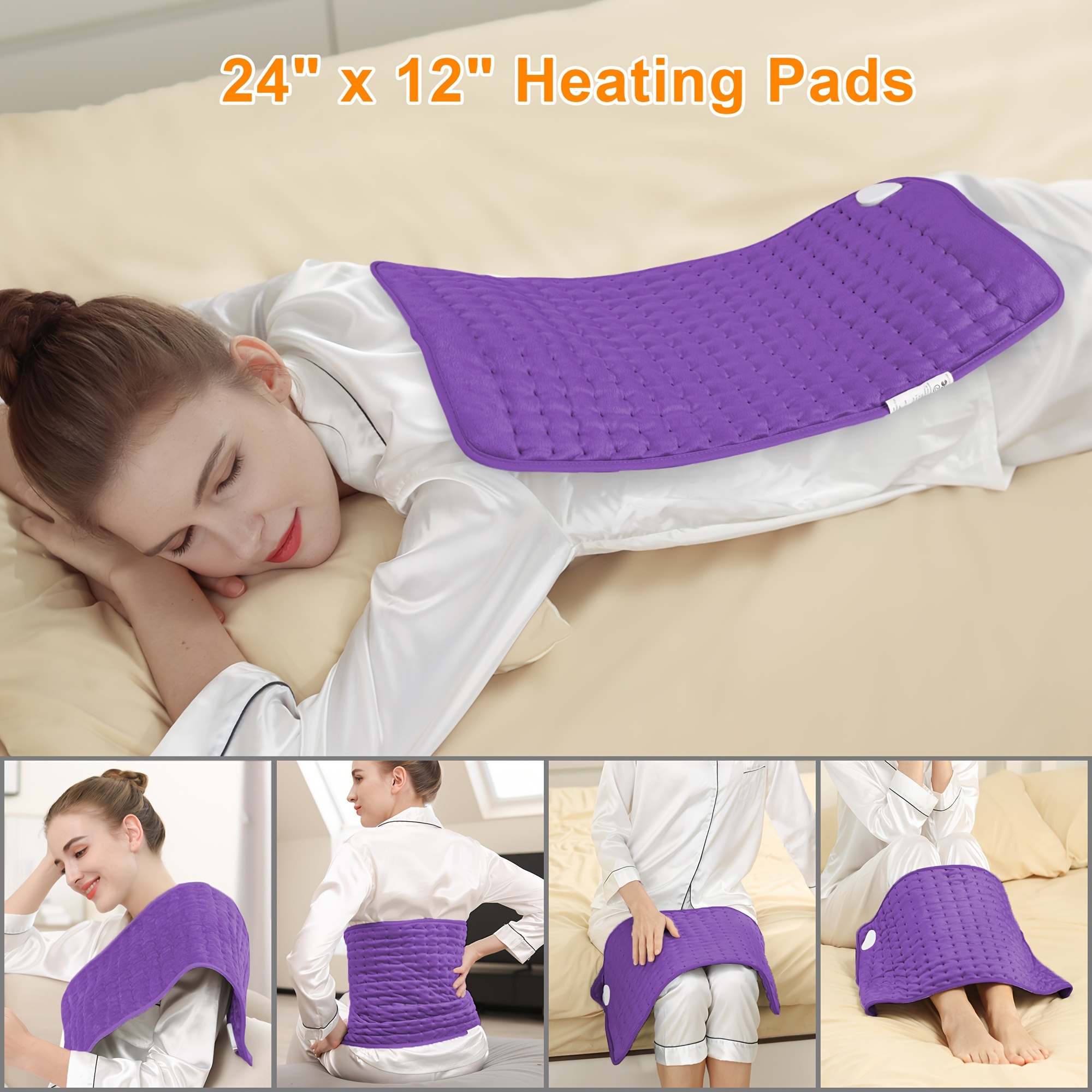 xl heating pad portable electric heating pad for back neck knees legs abdomen 24in 12in 6 heating levels   options fast heating to 140 degrees   machine washable ideal gift for dad and mom holiday gift Product details 0