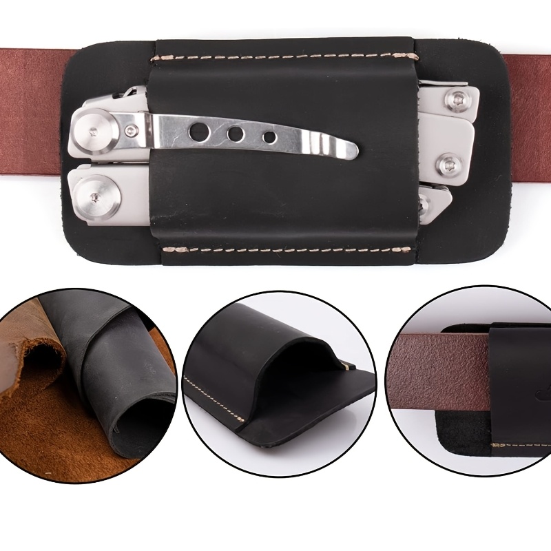 genuine leather edc belt mounted sheath anti loss waist pouch for folding knives portable knife holder