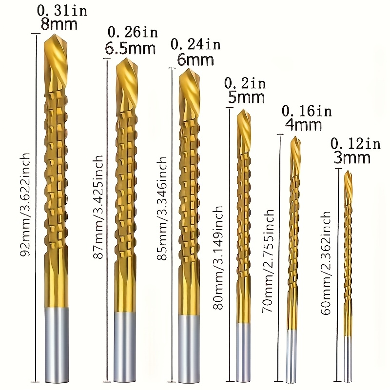 TEMU 6pcs Drill - [3, 4, 5, 6.5, 6, 8 Mm], Wholesale Woodworking Drilling Electric Drill Set, 1/4 Inch Hexagonal Handle, Saw-tooth Drill Bit For