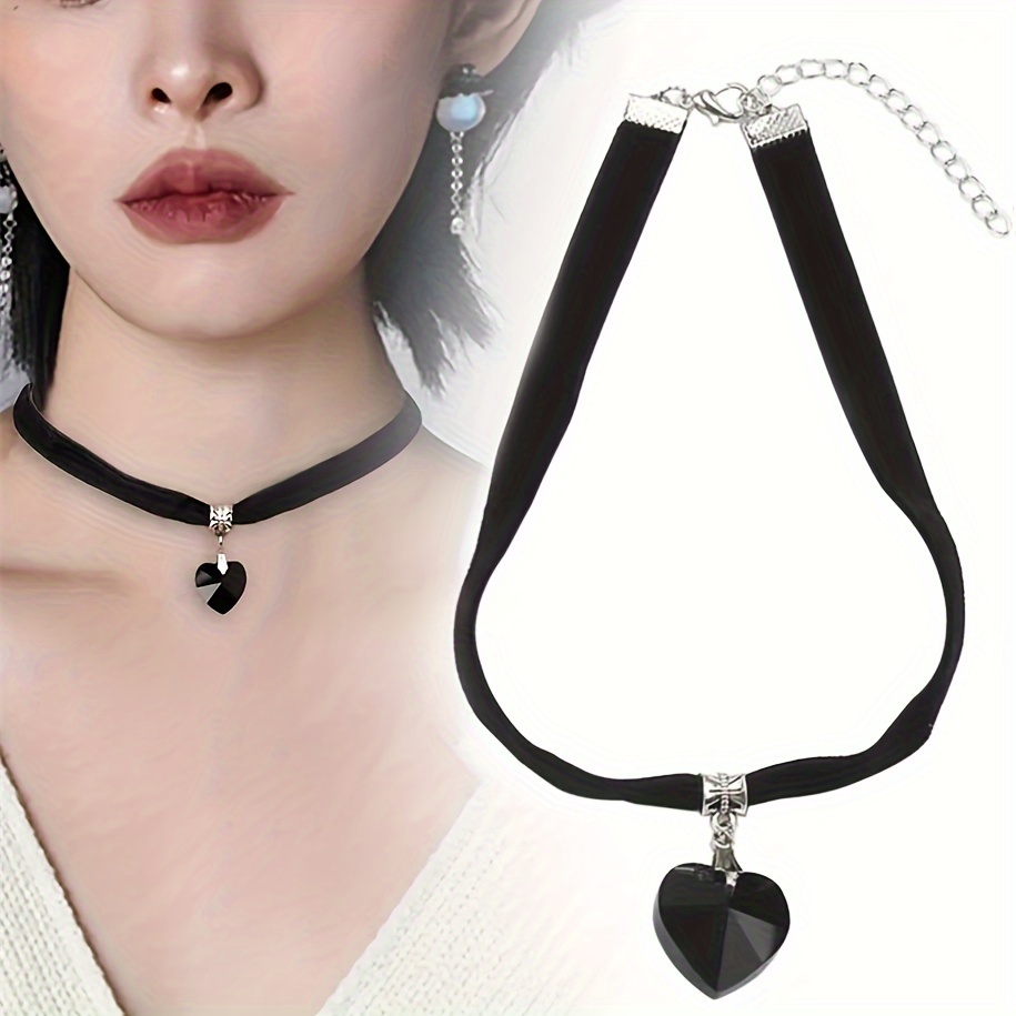 

1pc Collier en Velours , Collier Pendentif Cœur, Chaîne de Clavicule, Collier Cœur de Pêche Simple pour Femmes