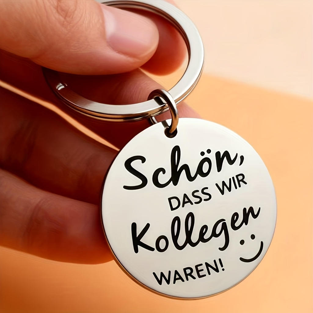 Image of 1 Stainless Steel Keychain For Colleagues, German "glad We Colleagues" Metal Keychain, Workplace Colleague Farewell Gift, Creative Small Present For Former/current Colleagues/workplace