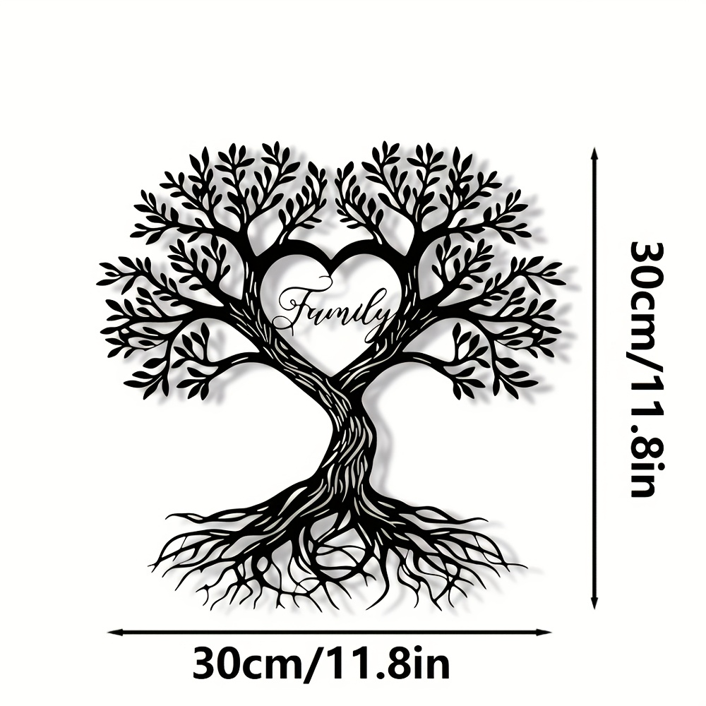 TEMU 1pc Tree Of Life Wall Sticker, Heart Shaped Tree Wall Decal, Modern Minimalist Self-adhesive Vinyl Wall Art For Living Room Bedroom Office Home