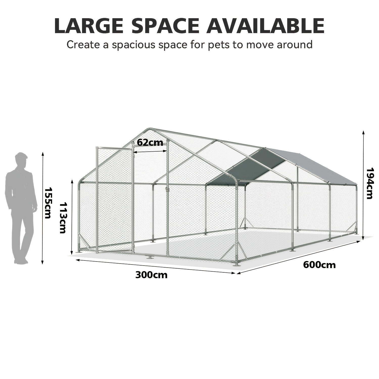 TEMU Uffigama Large Metal Chicken Coop With Winter Cover, Walk-in Outdoor, Chicken Kennel Outdoor For Hens, Ducks & Rabbits, Poultry Pen Duck