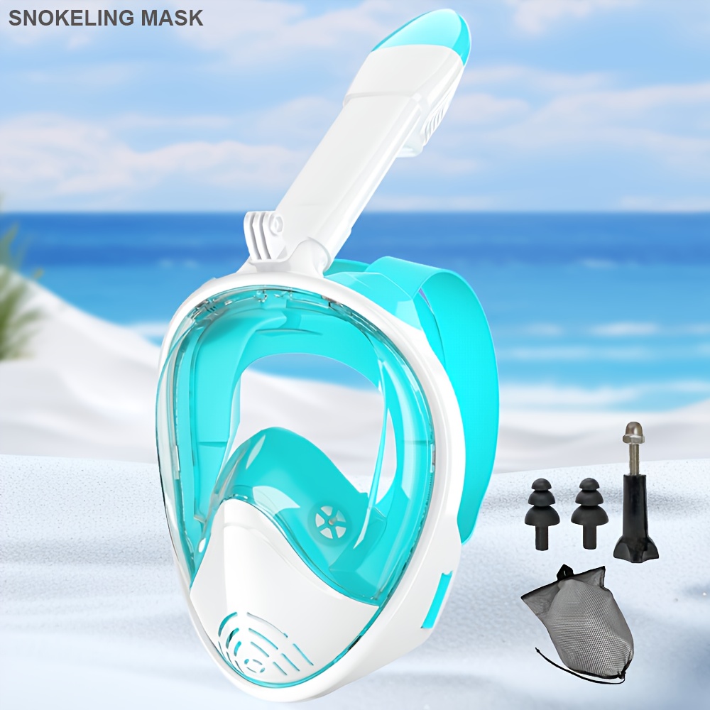 1pc JoyMaySun Full Face Snorkeling Mask with Camera Holder - Anti-Fog & Leakproof 180° Panoramic Goggles, Large Frame Silicone Swim Glasses Set for Adults, Scuba, Snorkeling, Freediving (No- Design)