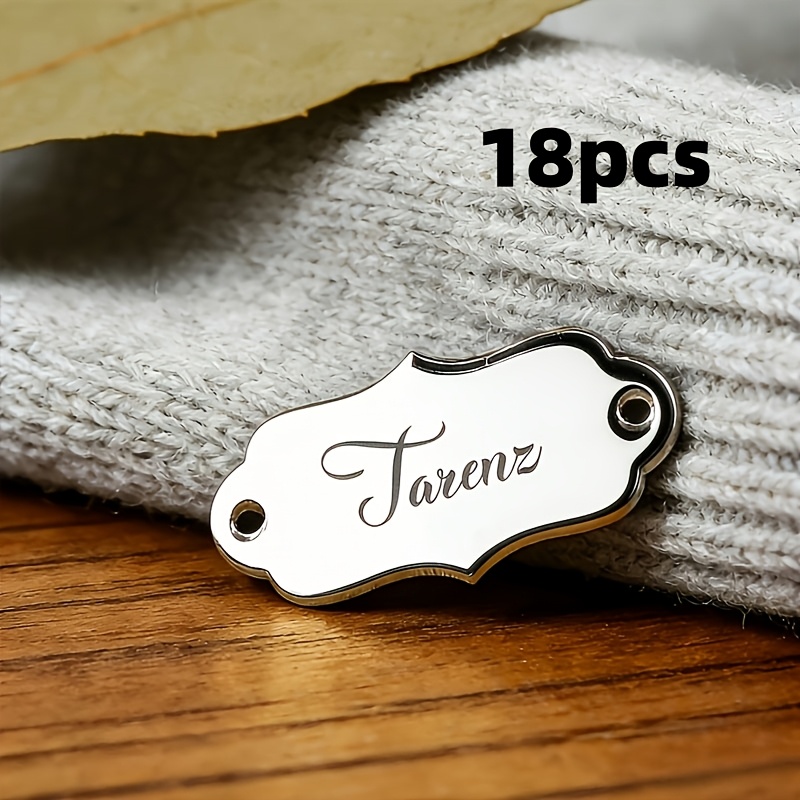 TEMU 18pcs/28pcs/38pcs/48pcs Custom Acrylic Decorative Labels, High-quality Mirror Material, Suitable For Sewing, Knitting, Boutiques, Weddings,