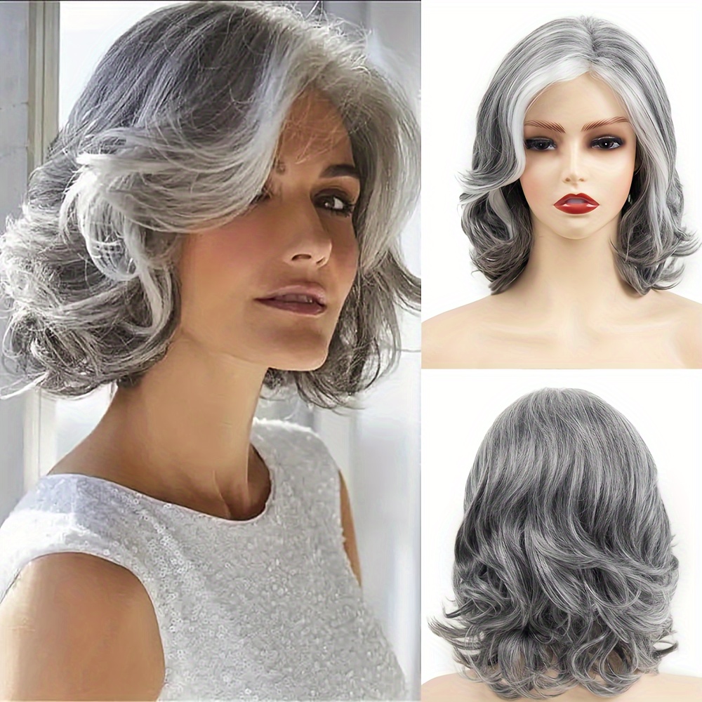 Grey Short Wavy Wig Synthetic Wig Beginners Friendly Heat Resistant Wig For Women