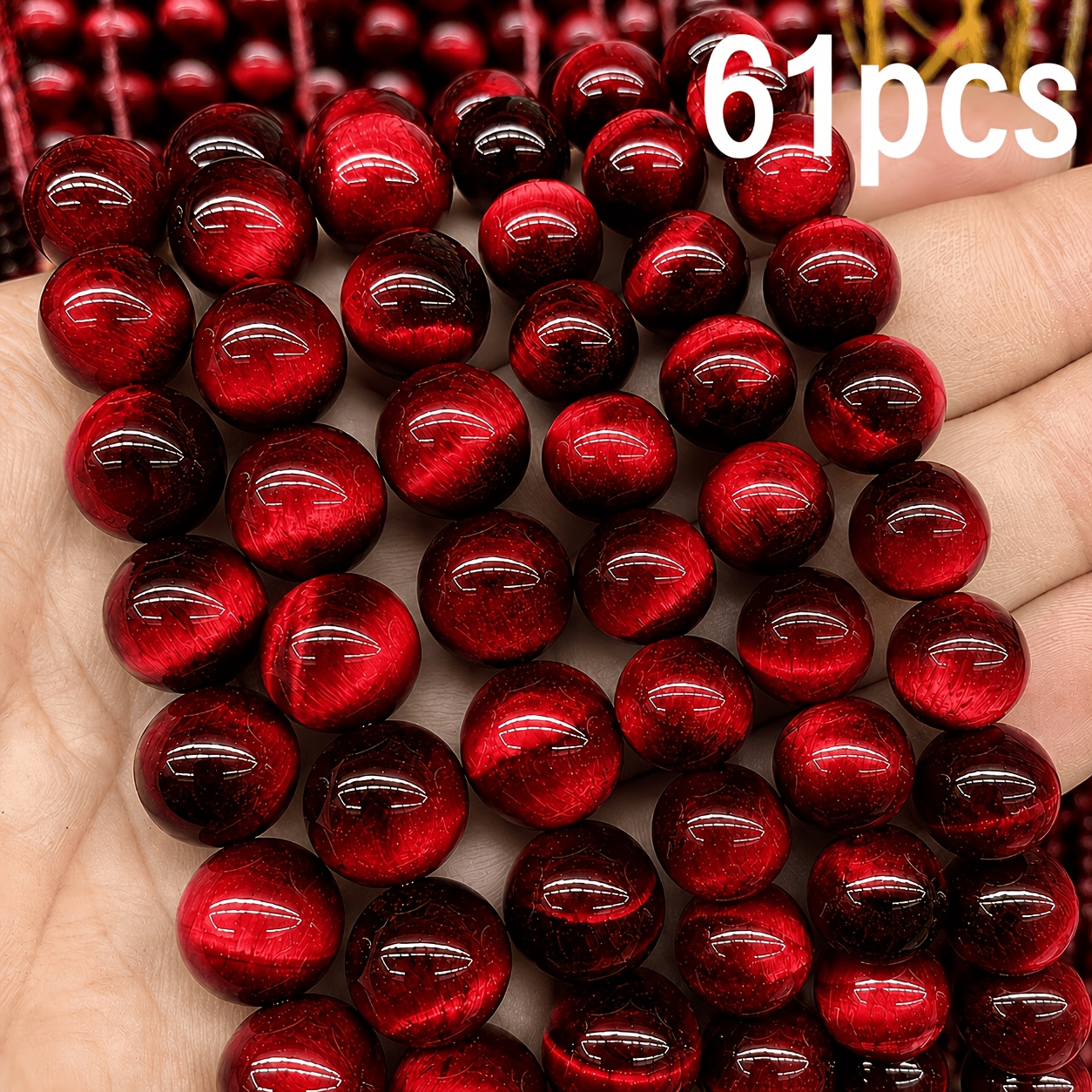 TEMU 61pcs, Eye Loose Beads, Glass Material Jewelry Materials, Jewelry Bead Stringing, Handmade, Decorative Supplies, Used For Keychains, Bracelets,