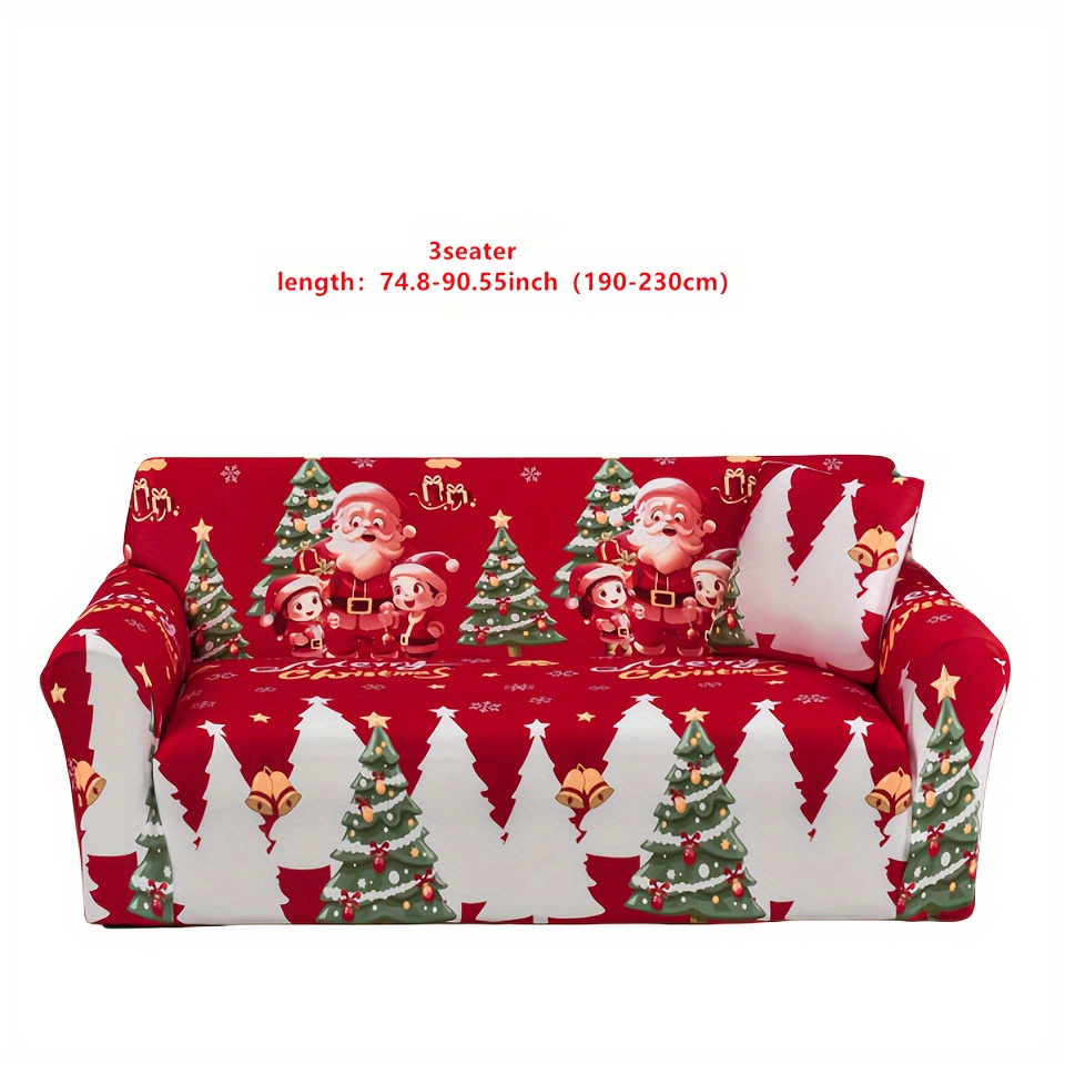 Christmas Santa Claus Sofa Cover For The Living Room, Elastic Spandex Sofa Protector For Chaise Lounge, Full Cover For L-shaped Sofas, Suitable For 1/2/3/4