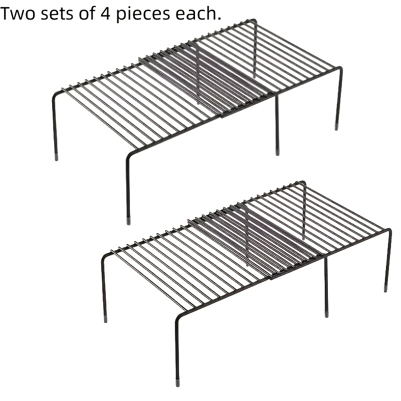 TEMU 2 Sets Of 4 Multifunctional Telescopic Racks, Kitchen Countertop Expandable Storage Racks, Suitable For Restaurant Iron Racks, Metal Cabinets,