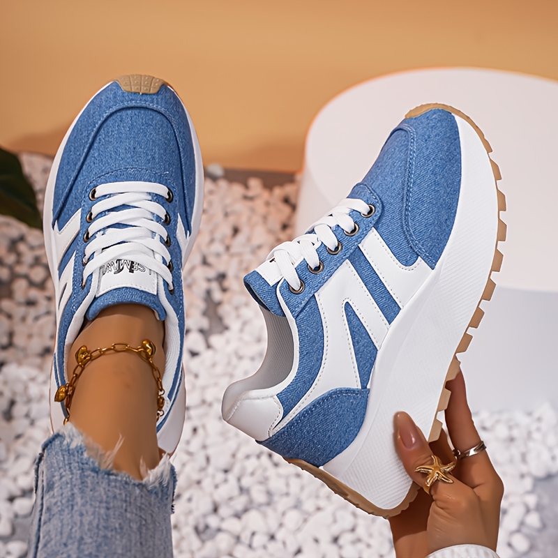 TEMU Lsemiwl Height-increasing Sneakers Suitable For, Work & Daily Wear - Soft-soled Platform Shoes With Tpr Sole, Low- Toe, Breathable Fabric For,