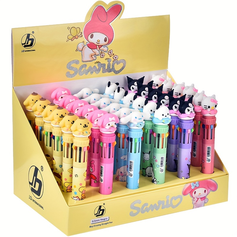 

36pcs Of Sanrio 10-color Pens In Display Box, 0.7mm Student School Tool Neutral Pen, Office Pen, Handbook Marking Pen. Perfect Gift For Students