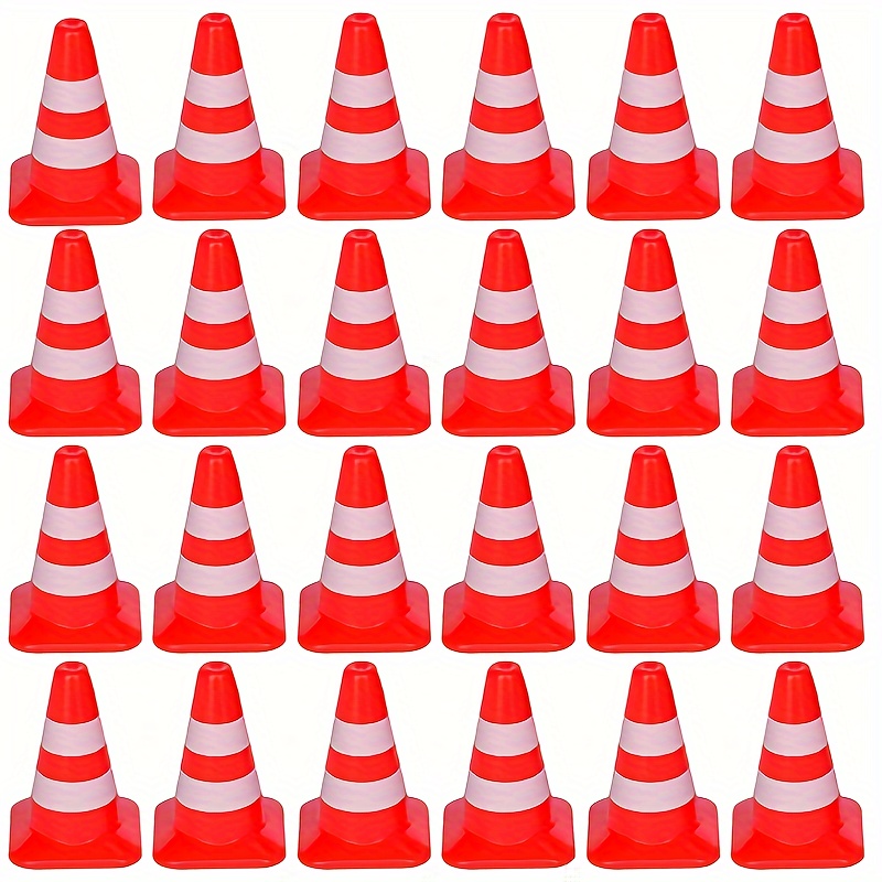 

24 Pieces Of Mini Traffic Cones For Road Construction, Children's Plastic Traffic Sign Toys, Sandbox Decorations, Children's Diy Educational Learning Toys