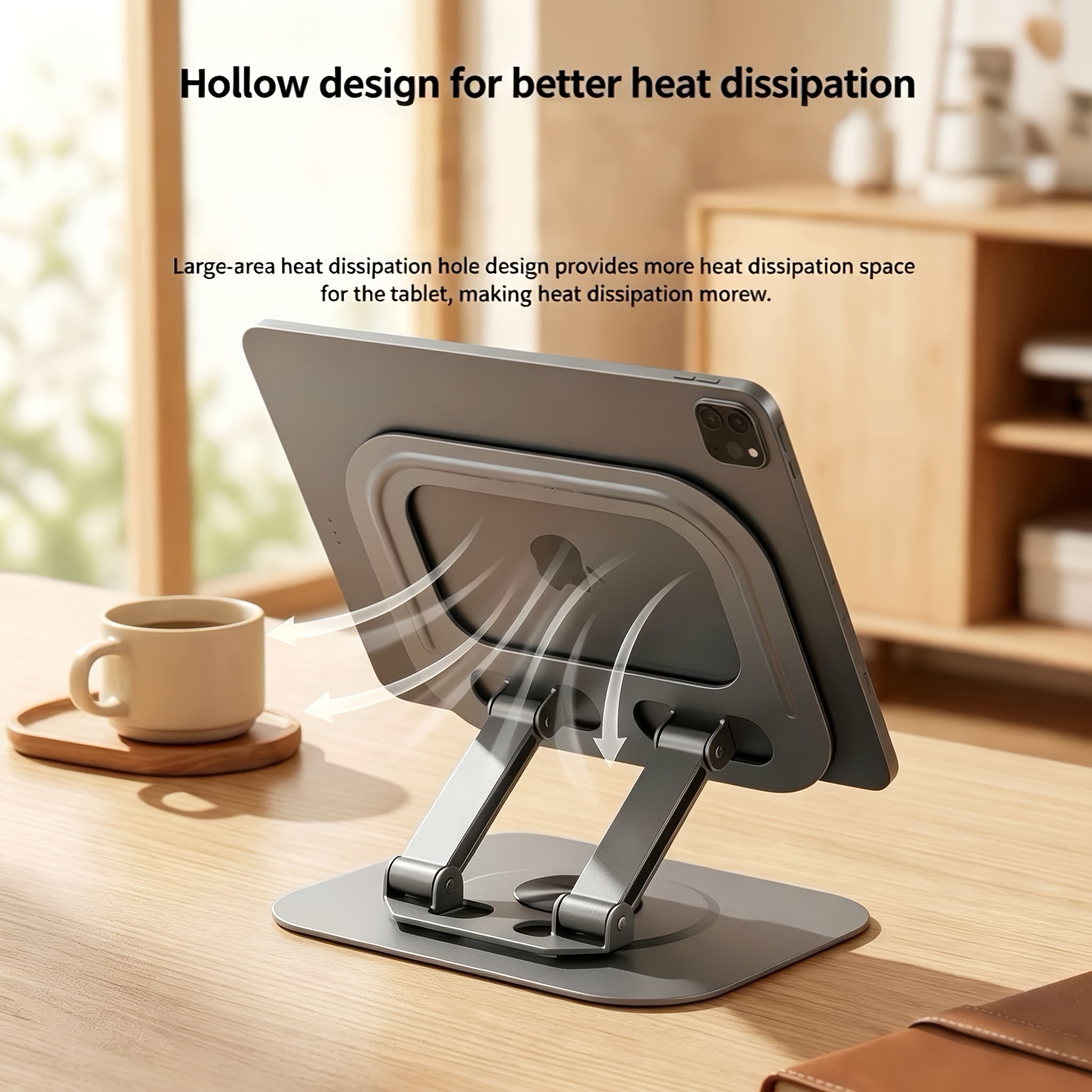 TEMU Full Metal 360° Rotatable Tablet Stand Adjustable Holder For Office Drawing Watching Videos