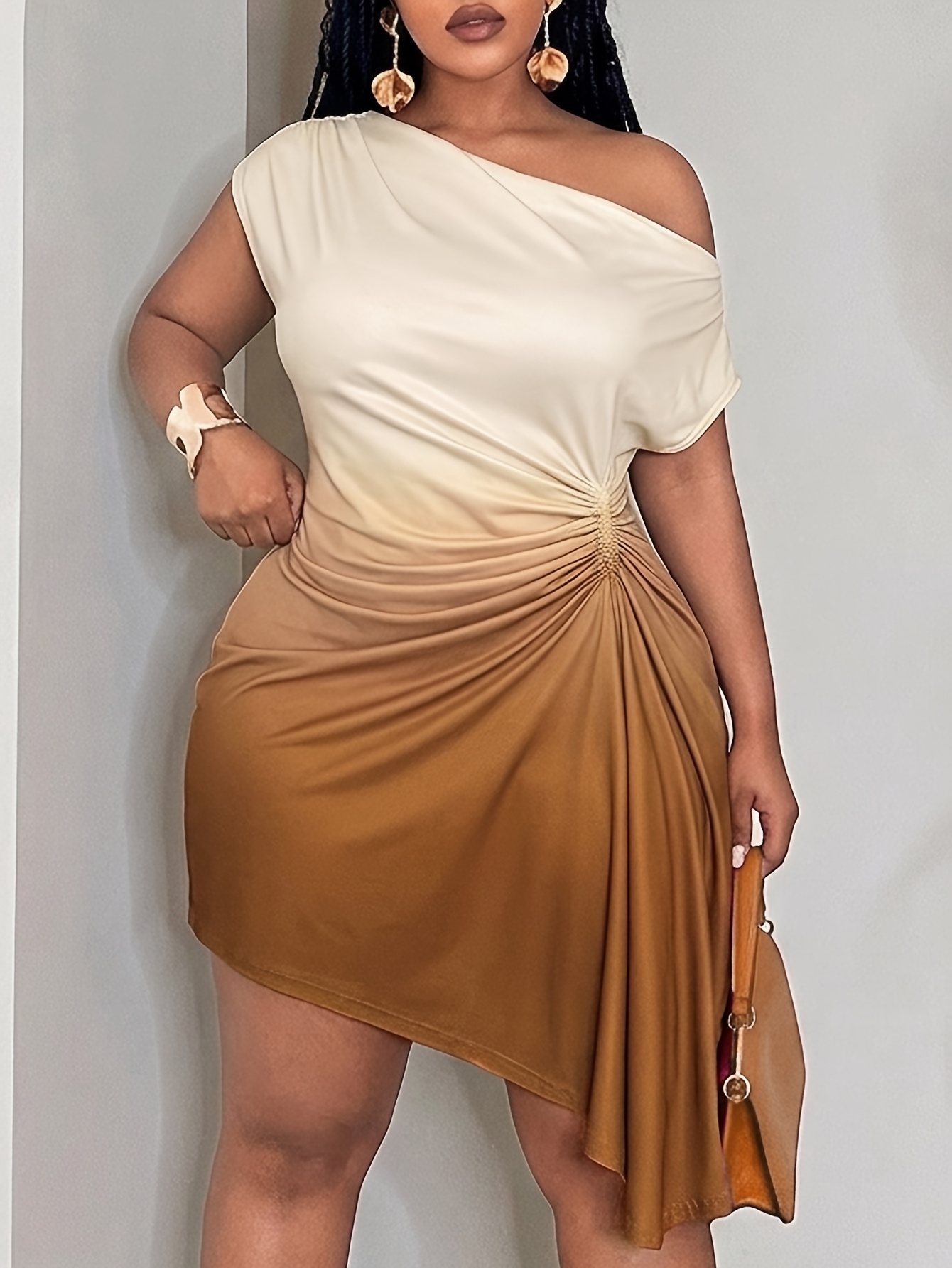 designer beige dress Sheath Dress in Cotton Silk Double-Face cuoio / 10