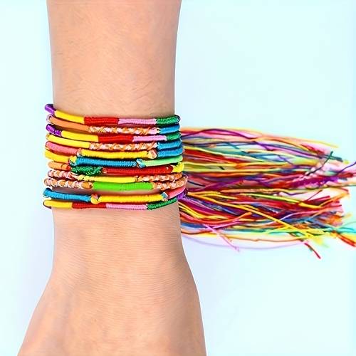 30 mixed color friendship bracelets handmade are random bohemian style campus festival additions adjustable size friendship bracelets y2k style