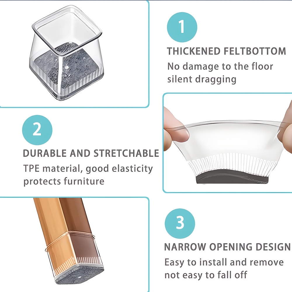TEMU 24pcs Heavy-duty Furniture Floor Protection Pads - Anti-slip, Noise-reducing Floors, Suitable For Tables And Chairs - With Wooden Floors, Chair