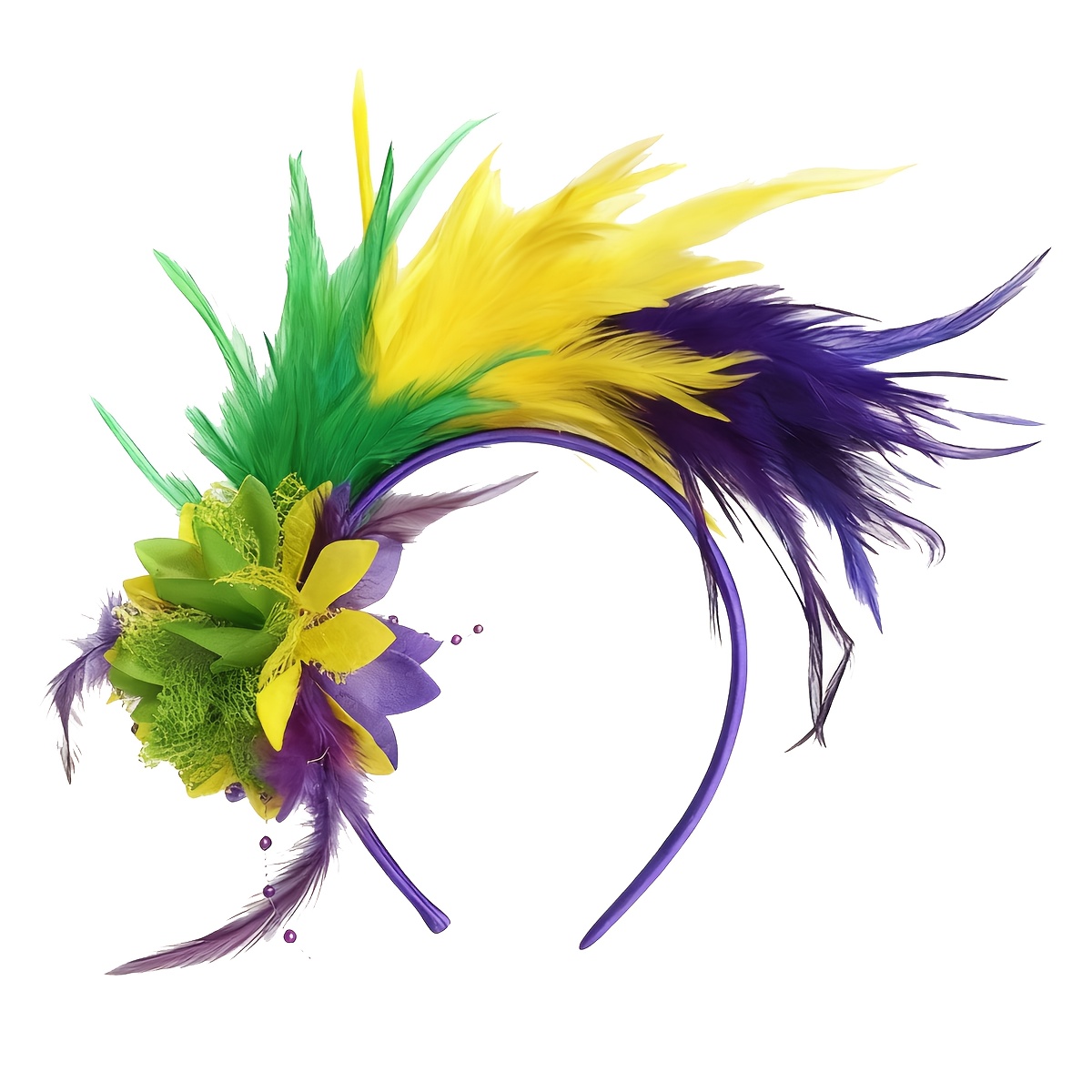 TEMU con temática de carnaval con coloridos adornos florales 3D tipo pluma , y verde, adecuada para cenas de , fiestas, celebraciones con temática de