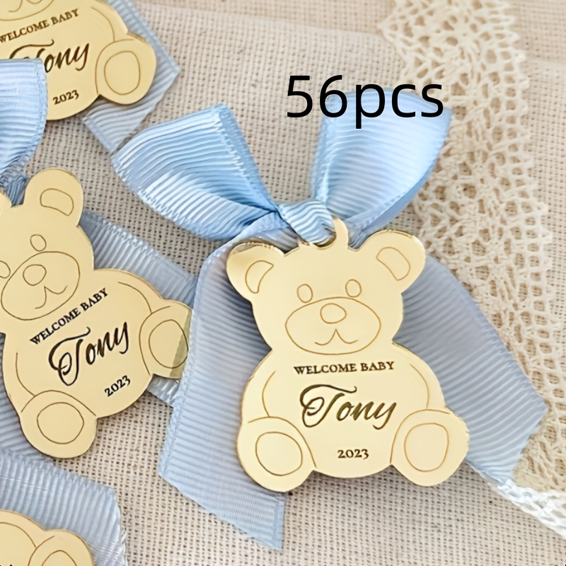 TEMU 26/36/56pcs Custom Acrylic Personalized Teddy Bear - Engraved Name And Year - Birthday, Baptism, Wedding, Nursery Decoration - Baby Party Favors