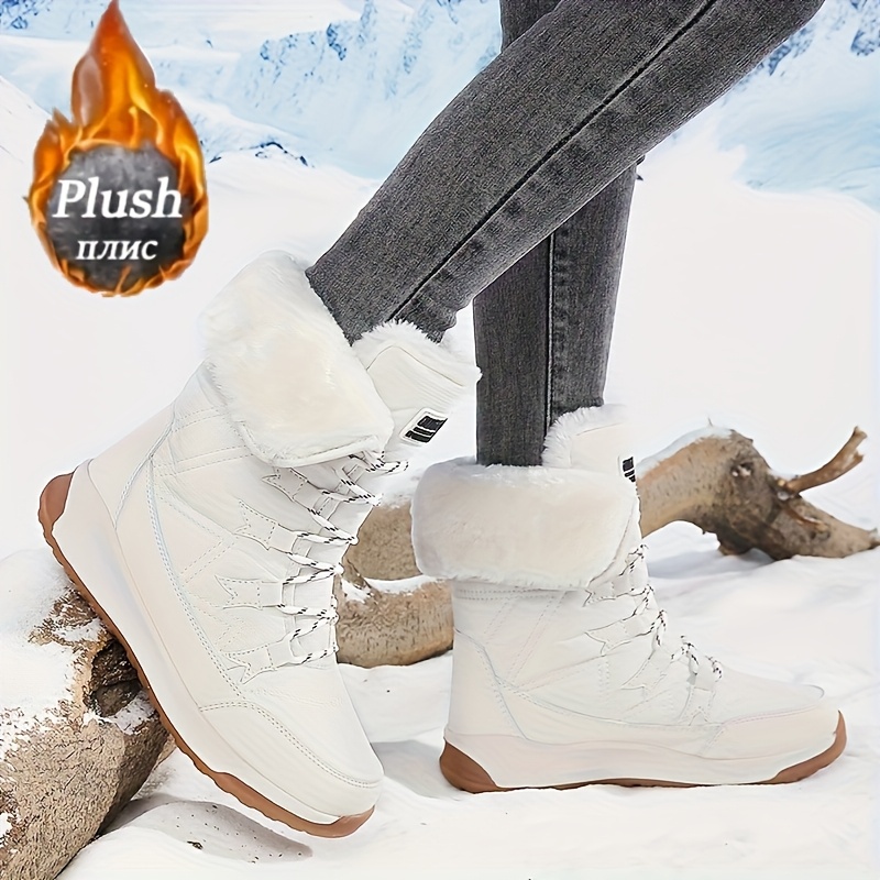 Bottes de Neige pour Femmes, Voyage en Extérieur Antidérapant Doublure  Épaissie Résistantes au Froid Montées Haut Chaud