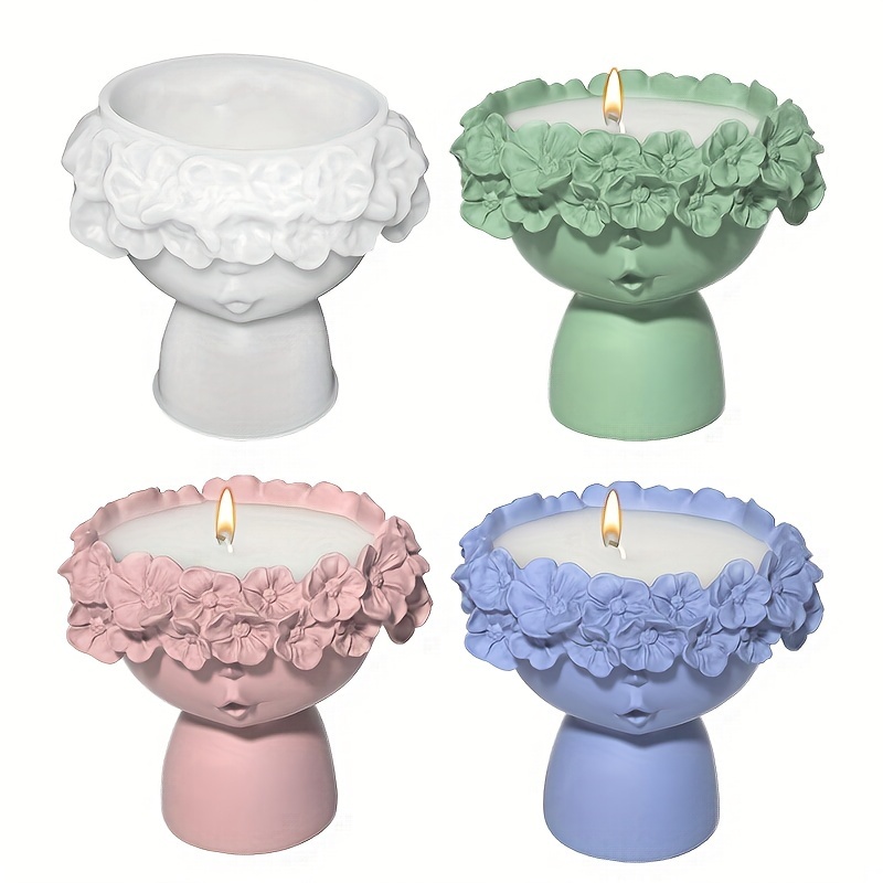 

1pc Garland Daily Use Gypsum Flower Pot Silicone Mold Epoxy Resin Casting Mold Succulent Pot Flower Vase Cement Mold Candle Holder Mold