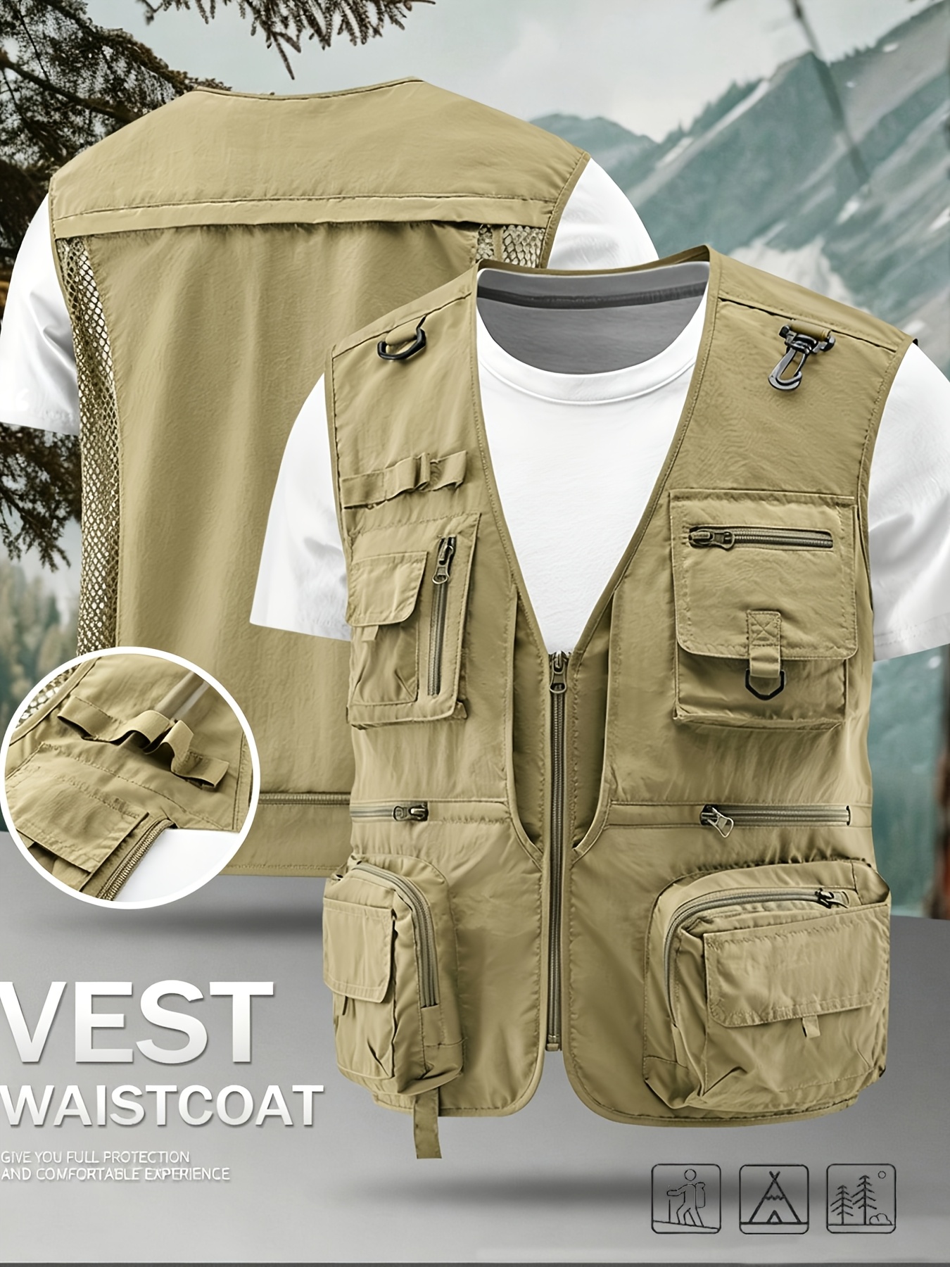 [  obm] multifunktionale outdoor-westen für herren, schnelltrocknendes, atmungsaktives mesh tank top,   für angeln/fotografie/wandern