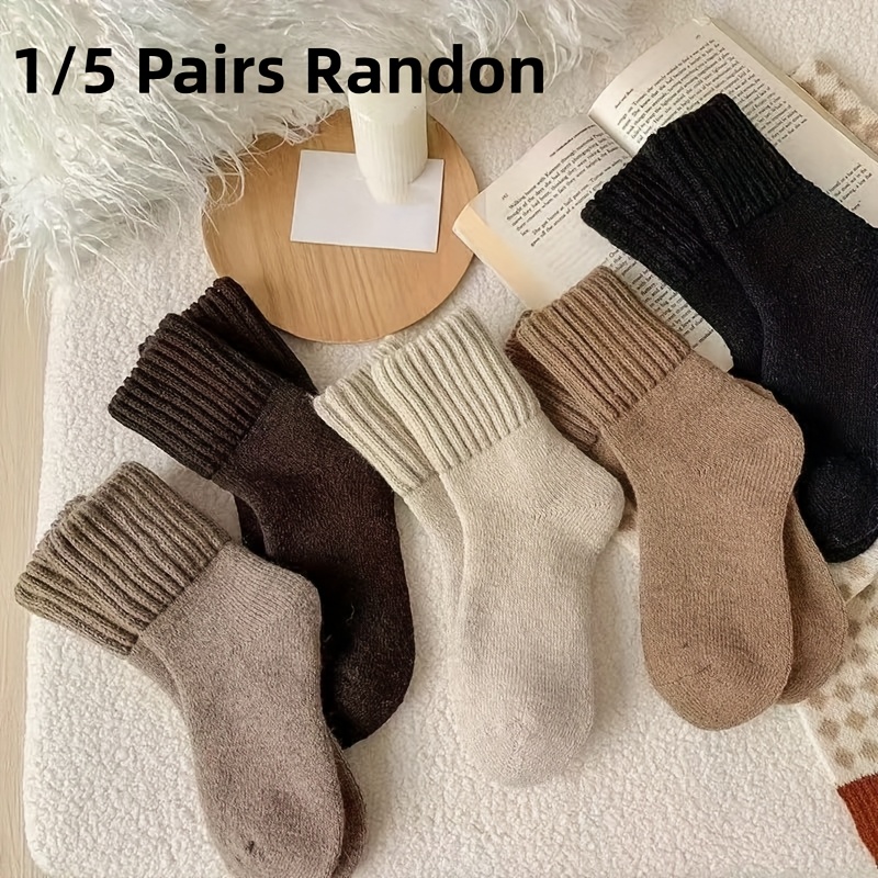 TEMU Paquete aleatorio de 1 par/5 de calcetines gruesos y cálidos de mujer para otoño e invierno, cómodos y versátiles, pantorrilla